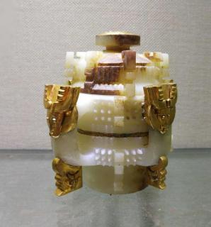 和田玉包金玉炉摆件
